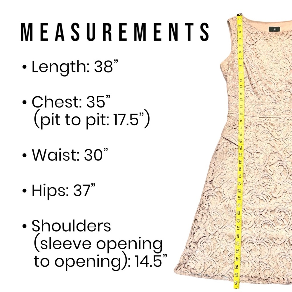 Adrianna Papell Lace Cocktail Dress Blush Beige Romantic Coquette Sleeveless 6 - Picture 16 of 16